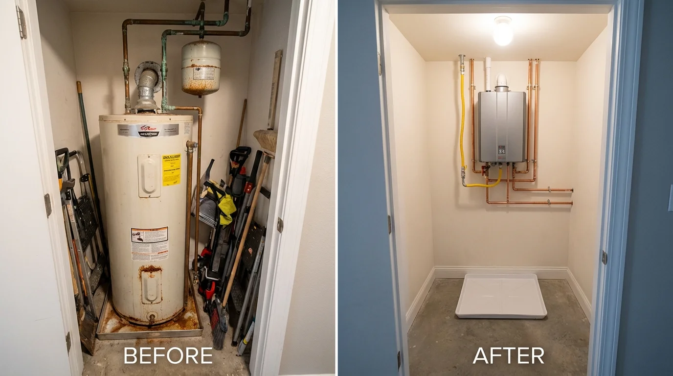 Tank water heater versus wall-mounted tankless unit comparison for Caledonia, MI homeowners